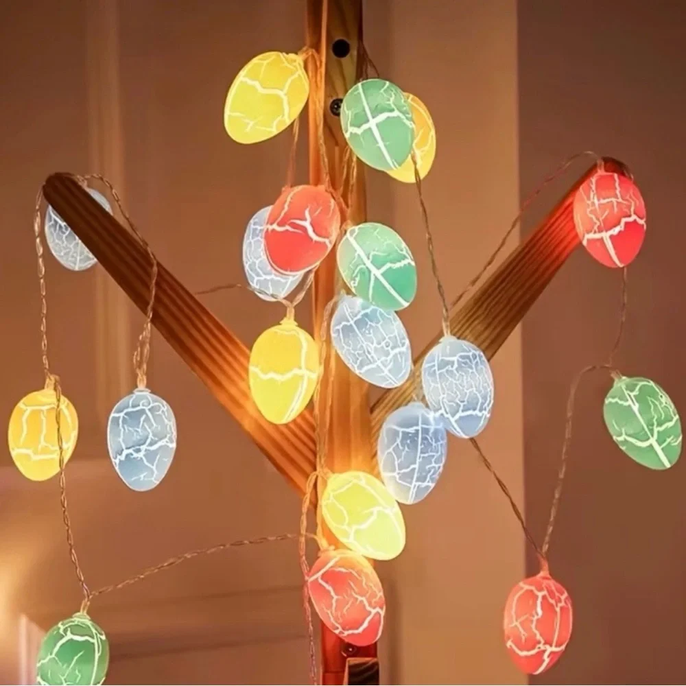 Colorful Easter Crackle Eggs Shaped String Lights LED Lights Decoration Egg Hunt